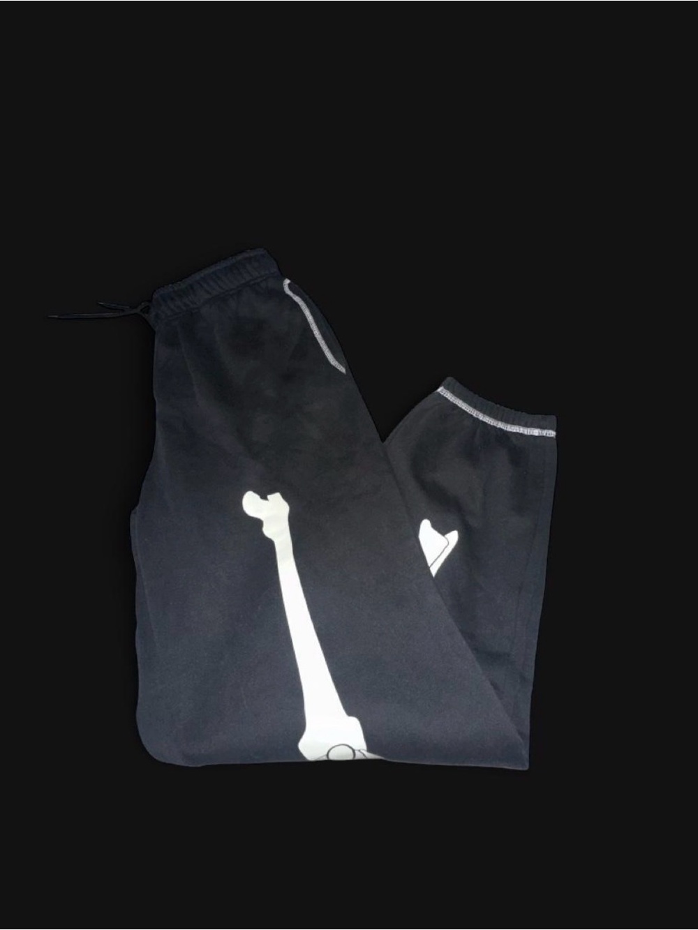 Forever 21 Black Sweatpants With Skeleton Leg Bones Graphic